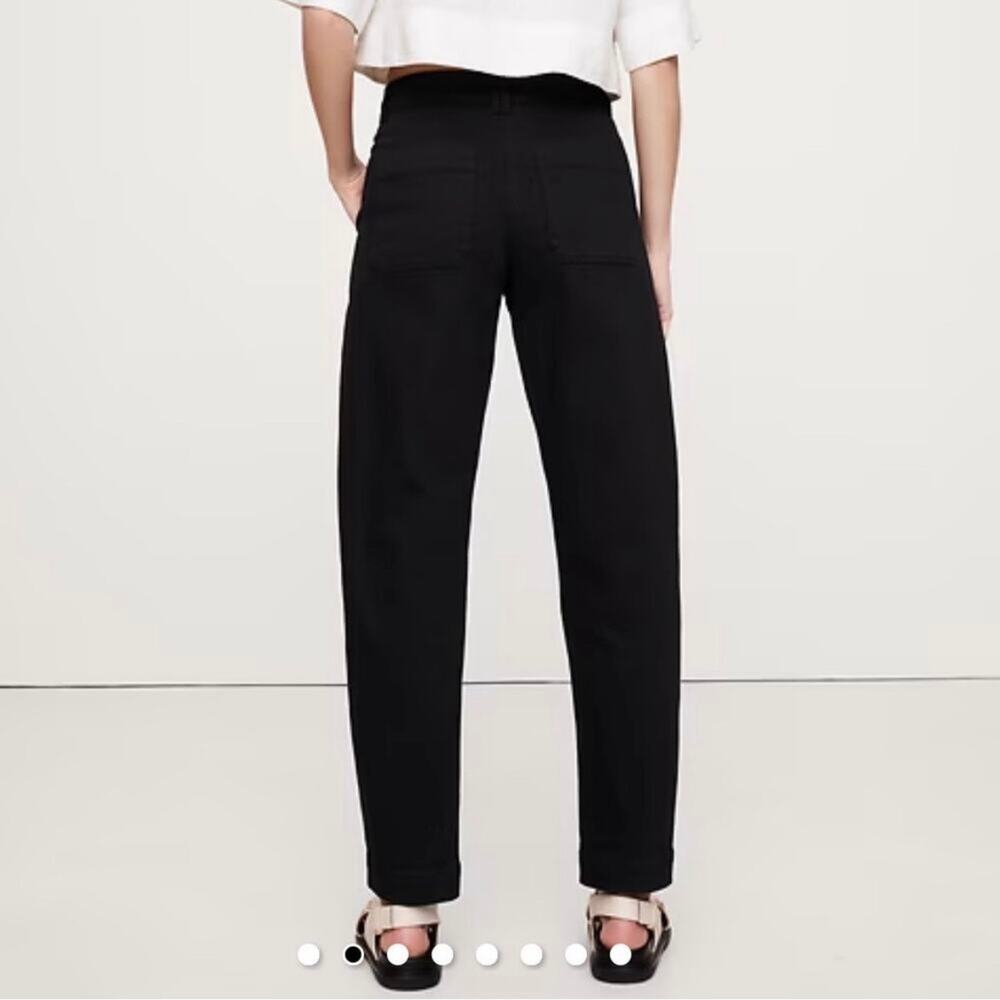 Banana Republic LONG The Weekender Slim Barrel Leg Pant Black 8 713475 - Picture 2 of 13